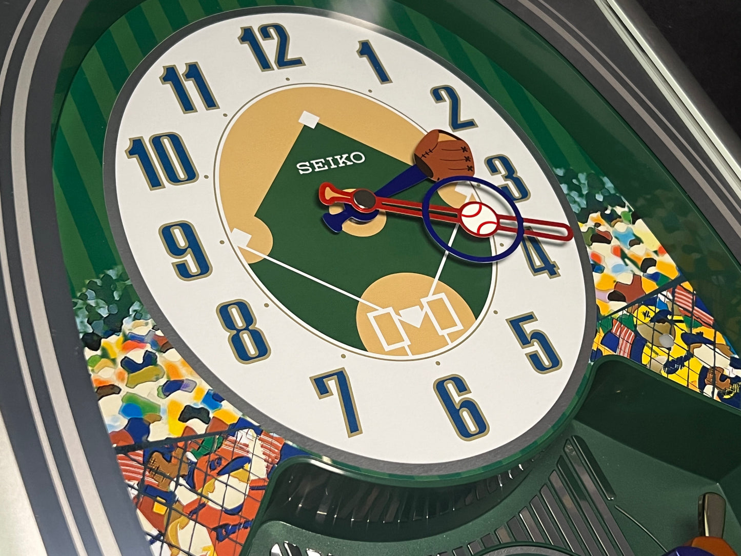 Seiko QXM256SRH "Baseball" Melodies in Motion Musical Moving Wall Clock with Americana Music