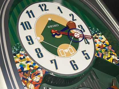 Seiko QXM256SRH "Baseball" Melodies in Motion Musical Moving Wall Clock with Americana Music