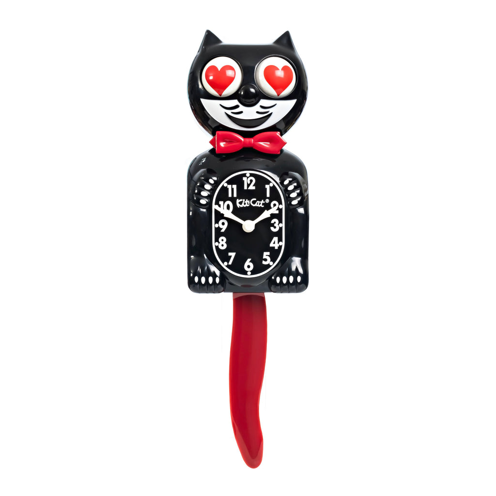 Original Kit-Cat Klock “Crimson Royale - Heart Eyes” Limited Edition Novelty Moving Pendulum Wall Clock by California Clock Company - BCR-1-Heart