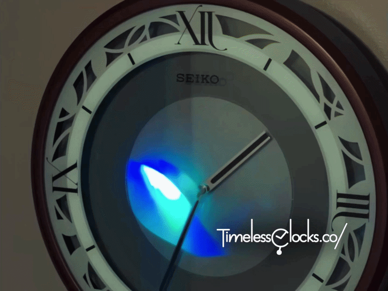 Seiko QXS004BRH "Zen Time" Brown Woodgrain Modern Musical Wall Clock with LED Light Show & 4 Original Melodies