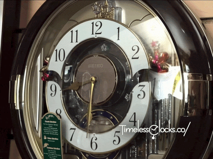 Seiko QXM333BRH "Trumpeting Angels" Melodies in Motion Jaw-Dropping Dial Musical Moving Wall Clock with 13 Songs