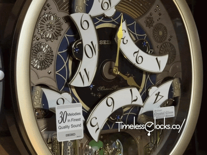Seiko QXM620GRH "Golden Festival" Melodies in Motion Dancing Dial Musical Wall Clock with 30 Songs