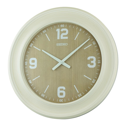 Seiko QXA839WLH "Beechwood" Large Decorative Gallery Wall Clock with Wooden Dial