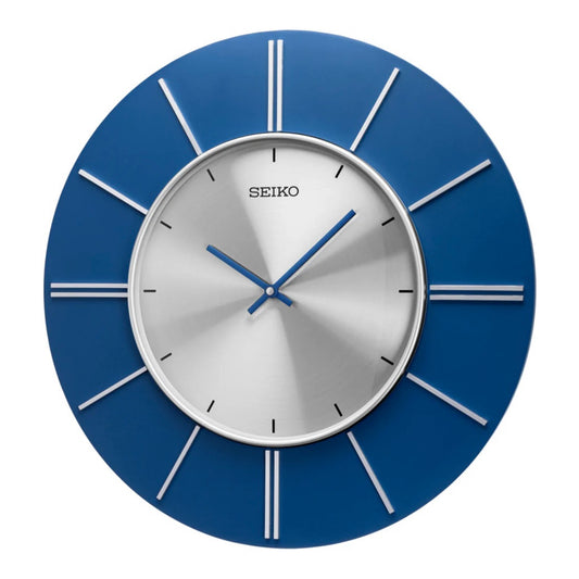 Seiko QXA800LLH "Blue Sara" Large Modern Gallery Wall Clock with Raised Numerals