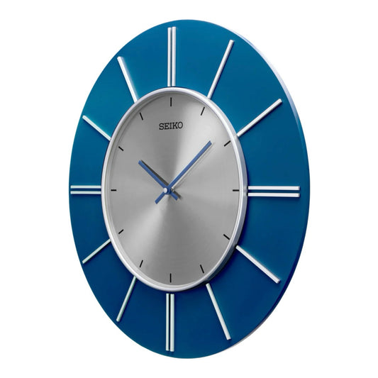 Seiko QXA800LLH "Blue Sara" Large Modern Gallery Wall Clock with Raised Numerals