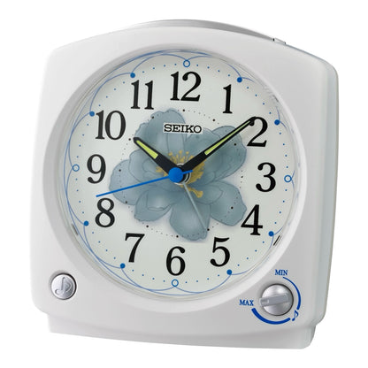 Seiko QHP012WLH "Serene Morning" White Modern Musical Alarm Clock with Snooze Light & Volume Control