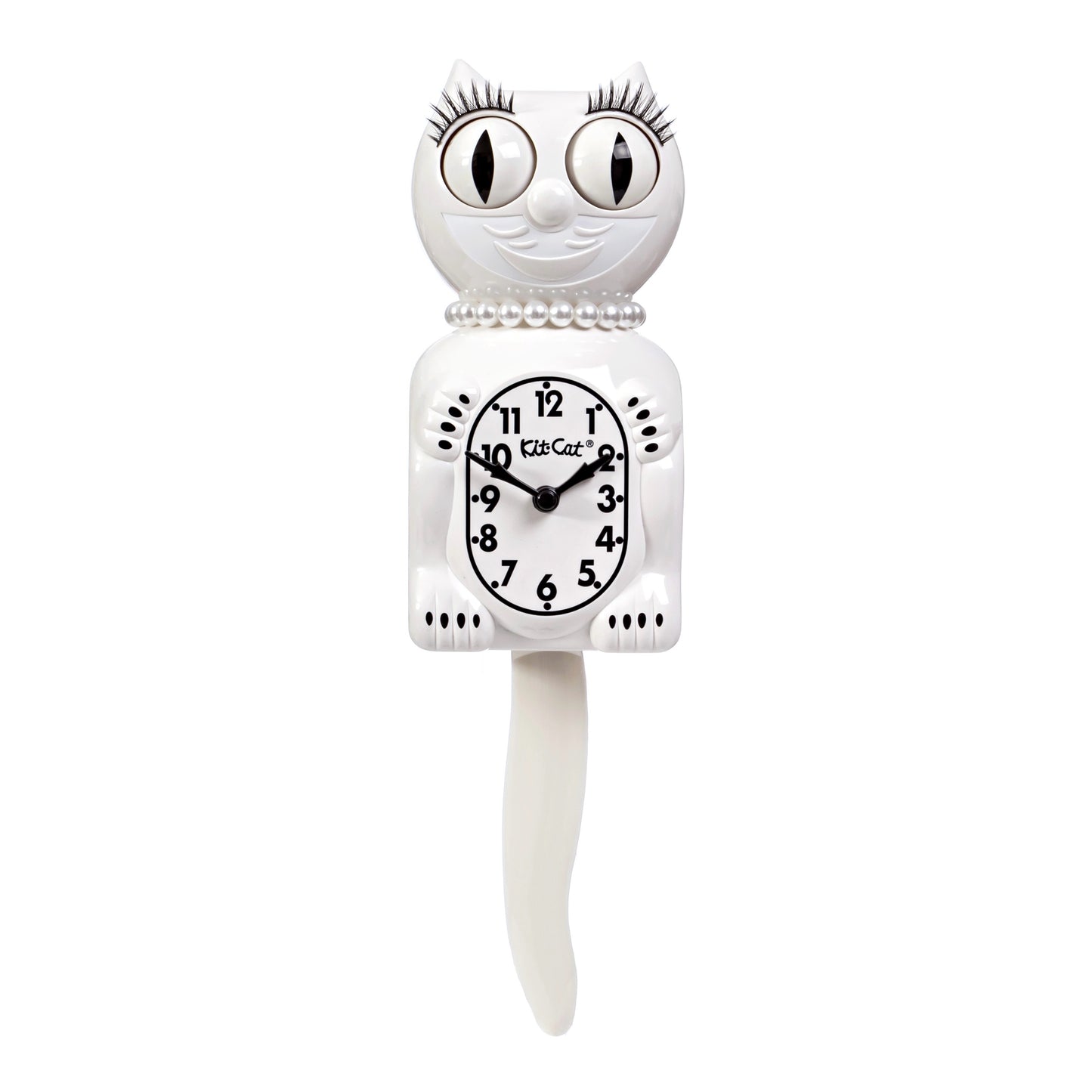 Lady Kit-Cat Klock “White” Limited Edition Novelty Moving Pendulum Wall Clock by California Clock Company - LBC-12
