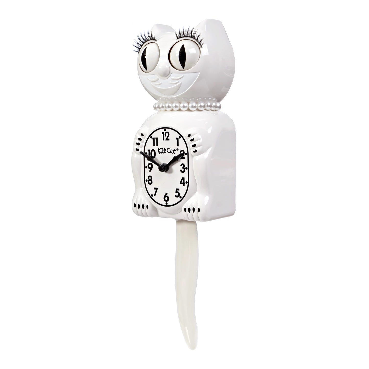 Lady Kit-Cat Klock “White” Limited Edition Novelty Moving Pendulum Wall Clock by California Clock Company - LBC-12
