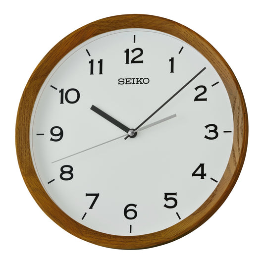 Seiko QXA853BLH "Brown Beau" Modern Wooden Wall Clock with Silent Sweep Second Hand