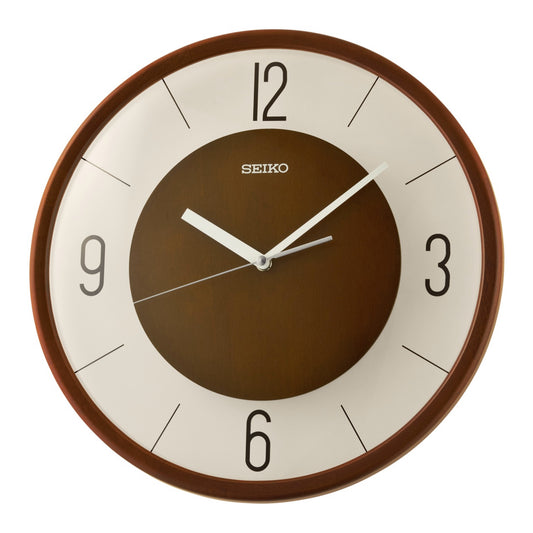Seiko QXA852BLH "Espresso" Modern Wooden Wall Clock with Silent Sweep Second Hand