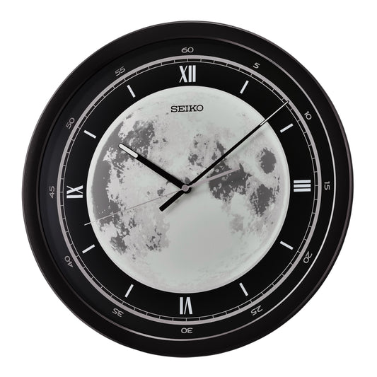 Seiko QXA831KRH "Glint" Luminous Earth-Themed Wall Clock with Silent Sweep Second Hand
