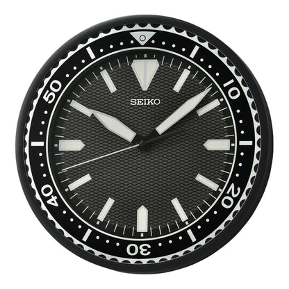 Seiko QXA791KLH "Black Heritage Watch Dial" Luminous Wall Clock with Silent Sweep Second Hand