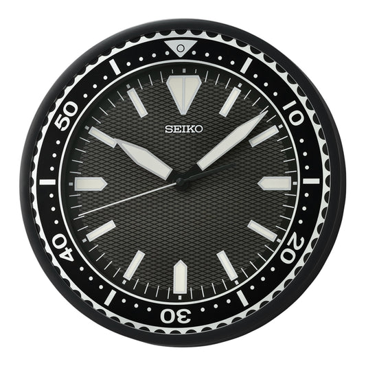 Seiko QXA791KLH "Black Heritage Watch Dial" Luminous Wall Clock with Silent Sweep Second Hand
