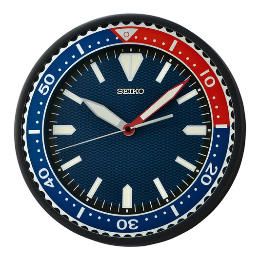 Seiko QXA791JLH "Blue & Red Heritage Watch Dial" Luminous Wall Clock with Silent Sweep Second Hand