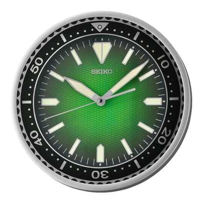 Seiko QXA791SLH "Green Heritage Watch Dial" Luminous Wall Clock with Silent Sweep Second Hand