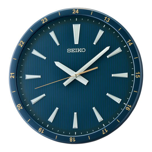 Seiko QXA802LLH "Blue Kao Watch Dial" Wall Clock with Raised Numerals & Silent Sweep Second Hand