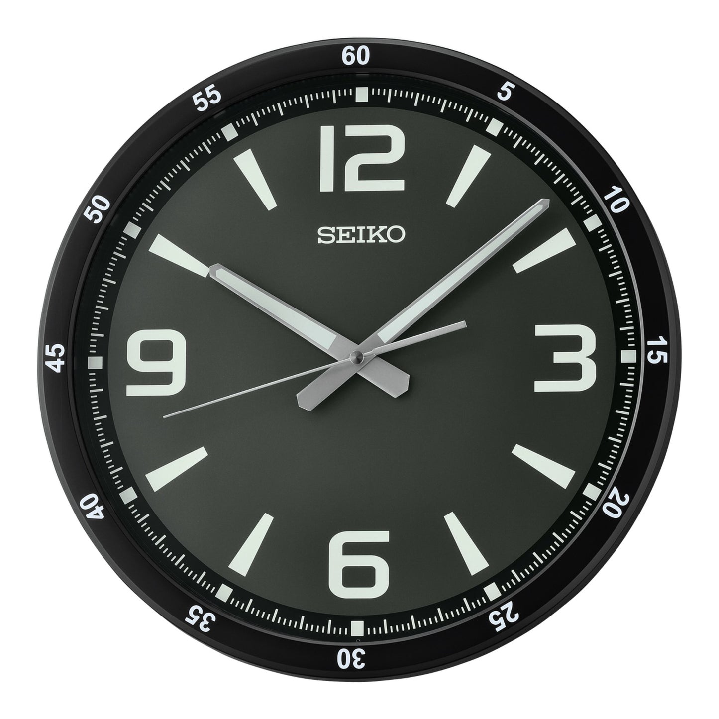 Seiko QXA809KLH "Black Shi Watch Dial" Wall Clock with Silent Sweep Second Hand