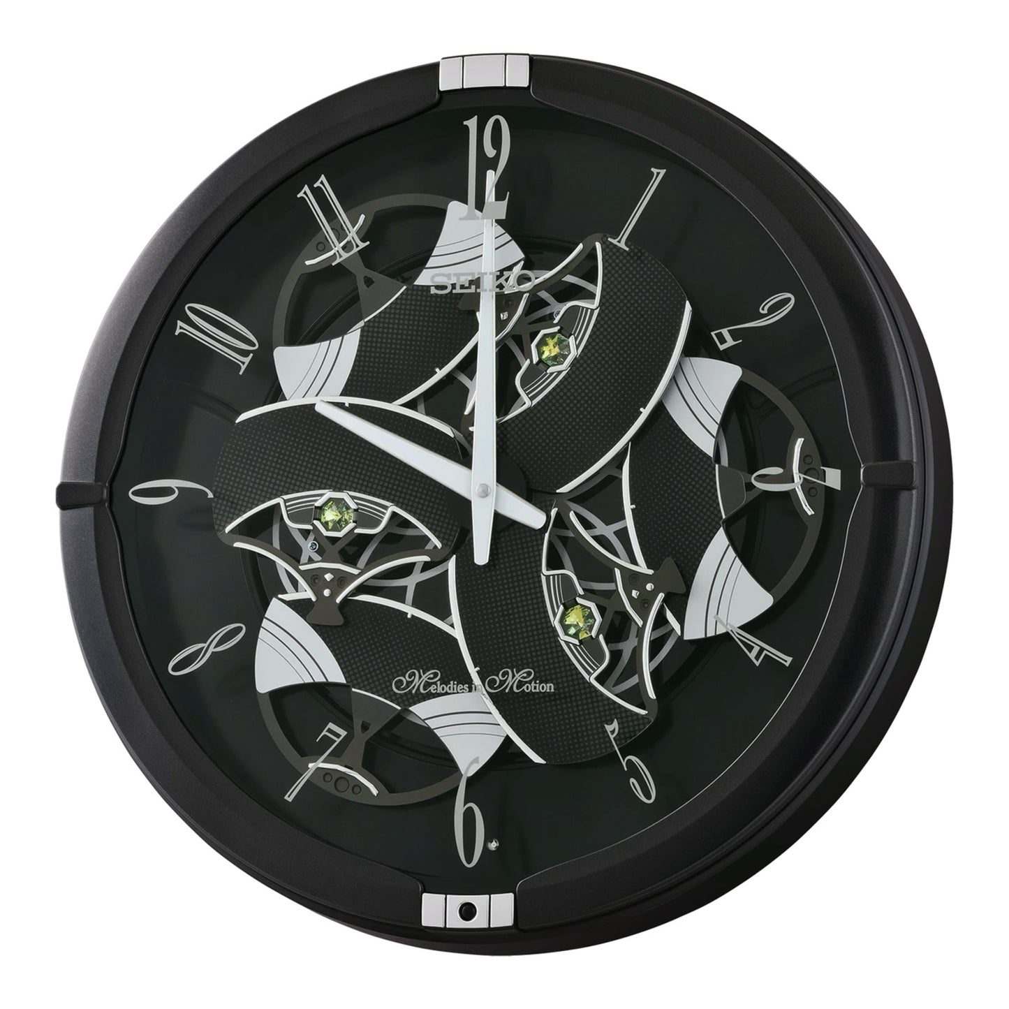 Seiko QXM621KRH “Onyx” Melodies in Motion Dancing Dial Musical Wall Clock with 40 Songs