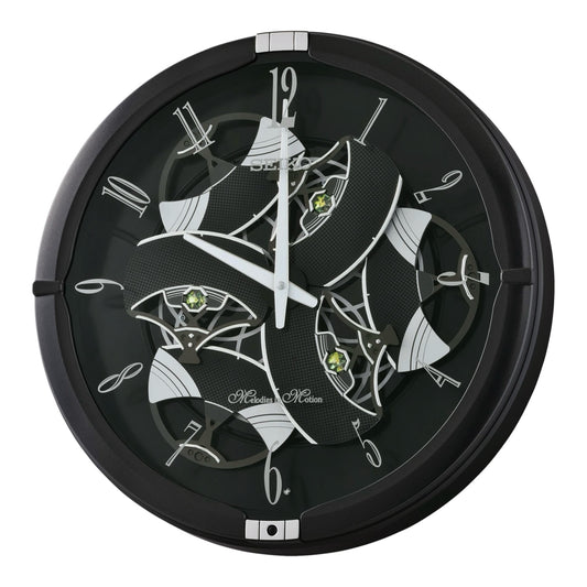 Seiko QXM621KRH “Onyx” Melodies in Motion Dancing Dial Musical Wall Clock with 40 Songs