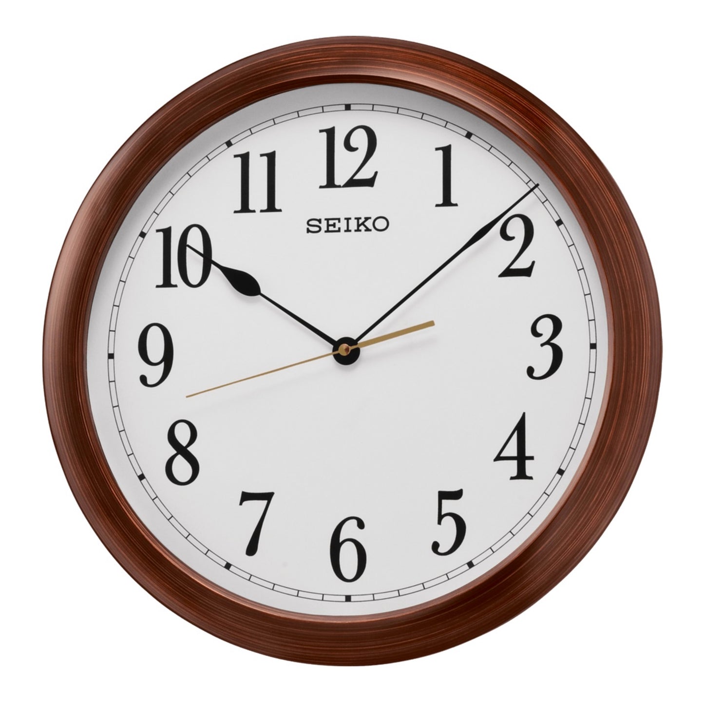 Seiko QXA598BLH "16-Inch Woodgrain" Large Wall Clock with Silent Sweep Second Hand