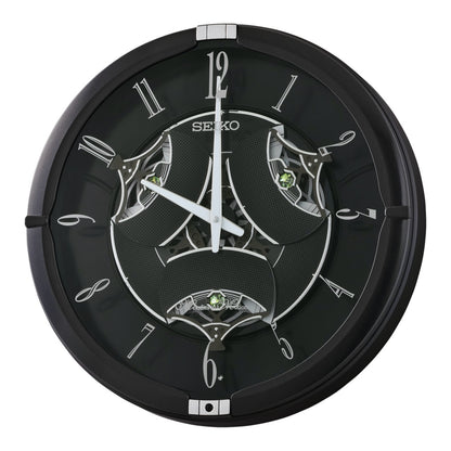 Seiko QXM621KRH “Onyx” Melodies in Motion Dancing Dial Musical Wall Clock with 40 Songs