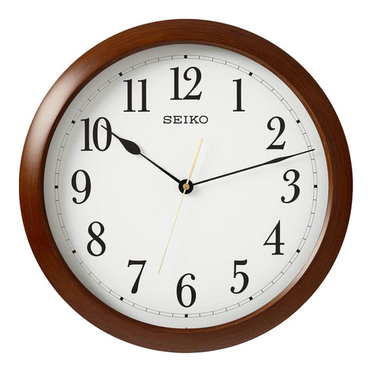 Seiko QXA598BLH "16-Inch Woodgrain" Large Wall Clock with Silent Sweep Second Hand