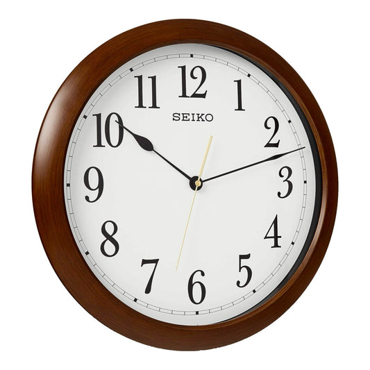 Seiko QXA598BLH "16-Inch Woodgrain" Large Wall Clock with Silent Sweep Second Hand