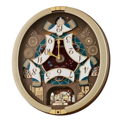 Seiko QXM620GRH "Golden Festival" Melodies in Motion Dancing Dial Musical Wall Clock with 30 Songs