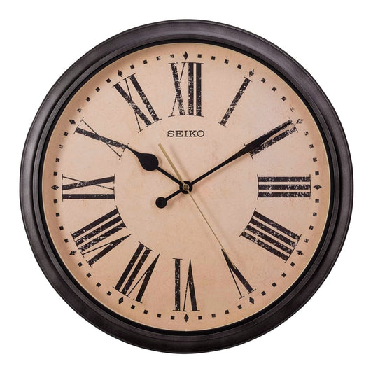 Seiko QXA771JLH "Ivory Antiqued" Large Splash-Resistant Indoor & Outdoor Wall Clock