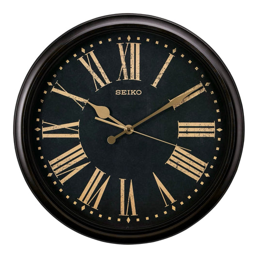Seiko QXA771KLH "Black Antiqued" Large Splash-Resistant Indoor & Outdoor Wall Clock