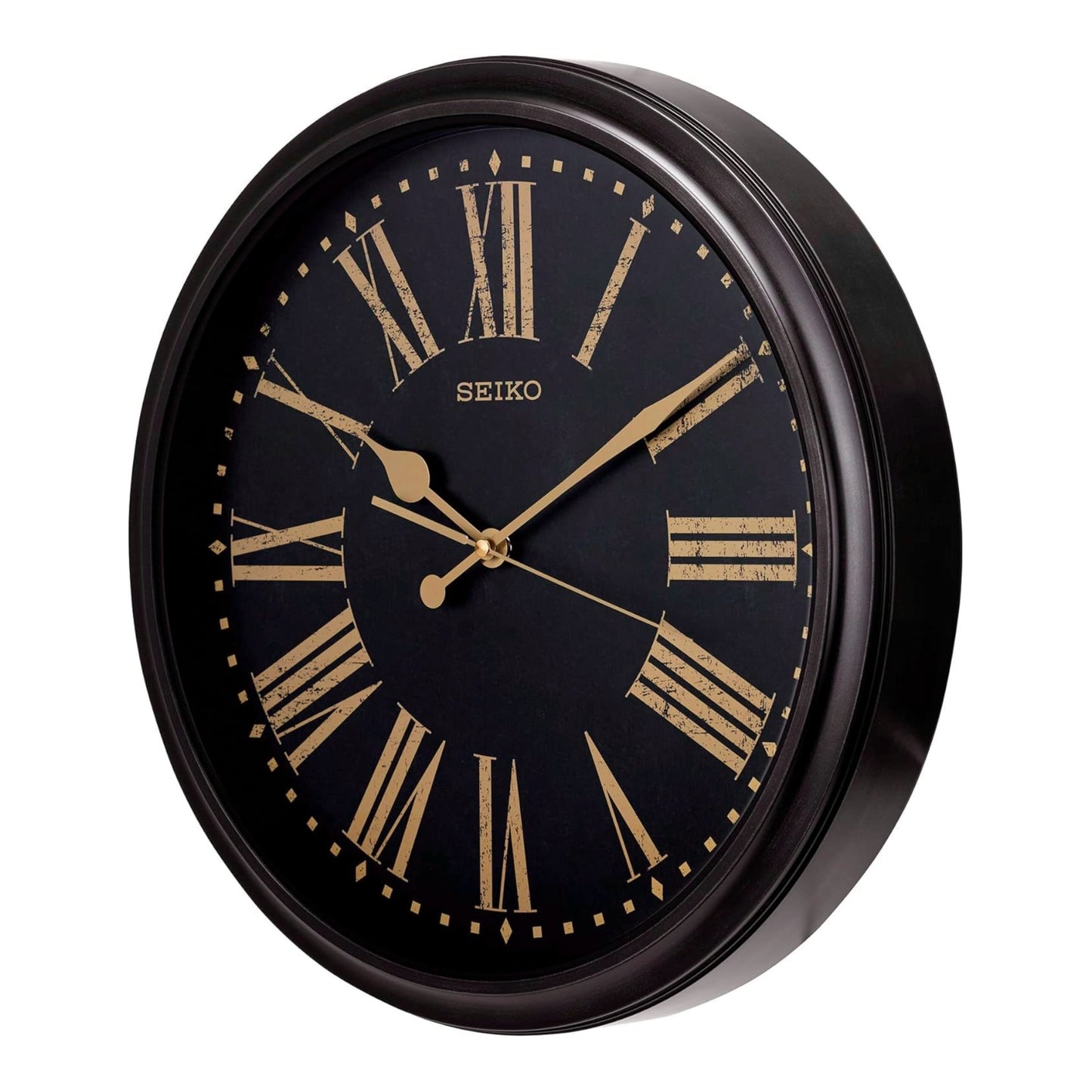 Seiko QXA771KLH "Black Antiqued" Large Splash-Resistant Indoor & Outdoor Wall Clock