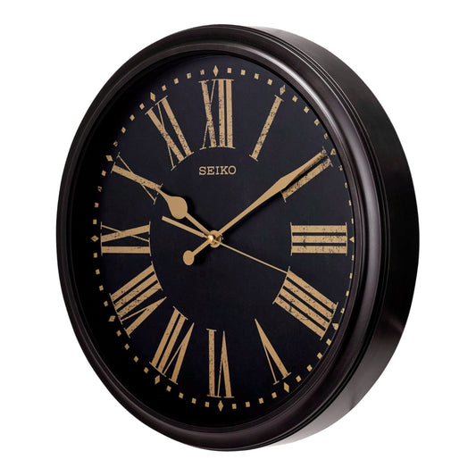 Seiko QXA771KLH "Black Antiqued" Large Splash-Resistant Indoor & Outdoor Wall Clock