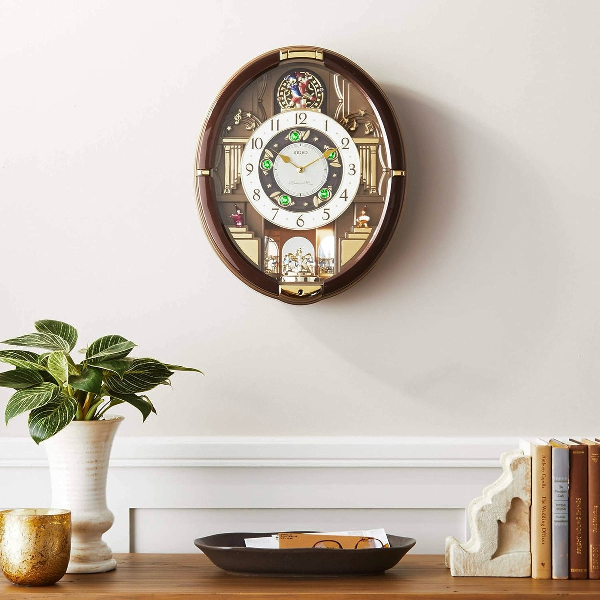 Seiko QXM384BRH "Summer Symphony" Melodies in Motion Musical Wall Clock with Moving Figurines & 30 Songs