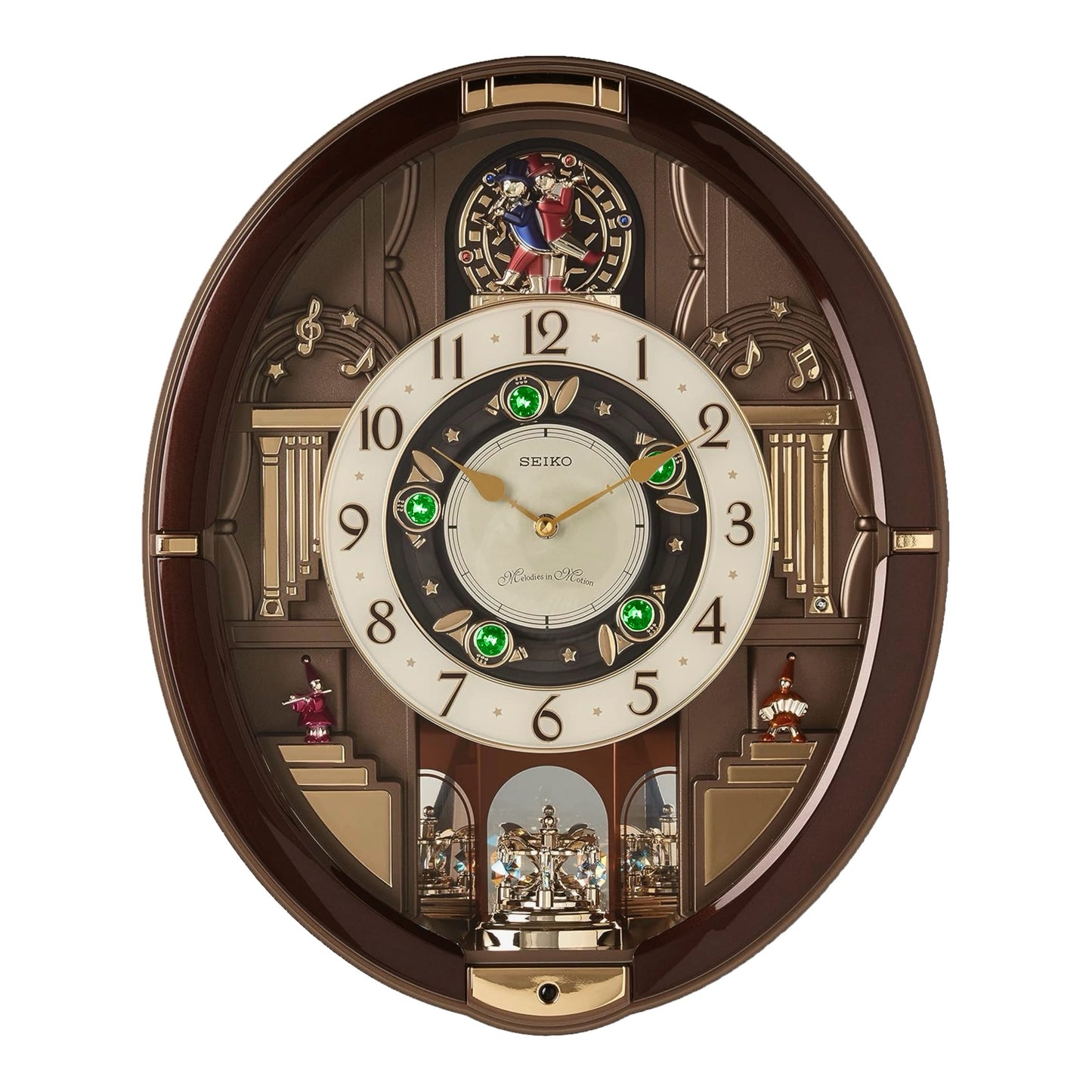 Seiko QXM384BRH "Summer Symphony" Melodies in Motion Musical Wall Clock with Moving Figurines & 30 Songs