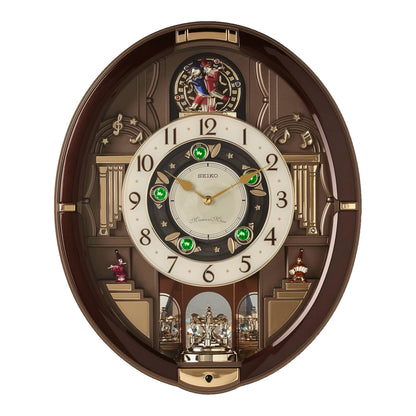 Seiko QXM384BRH "Summer Symphony" Melodies in Motion Musical Wall Clock with Moving Figurines & 30 Songs