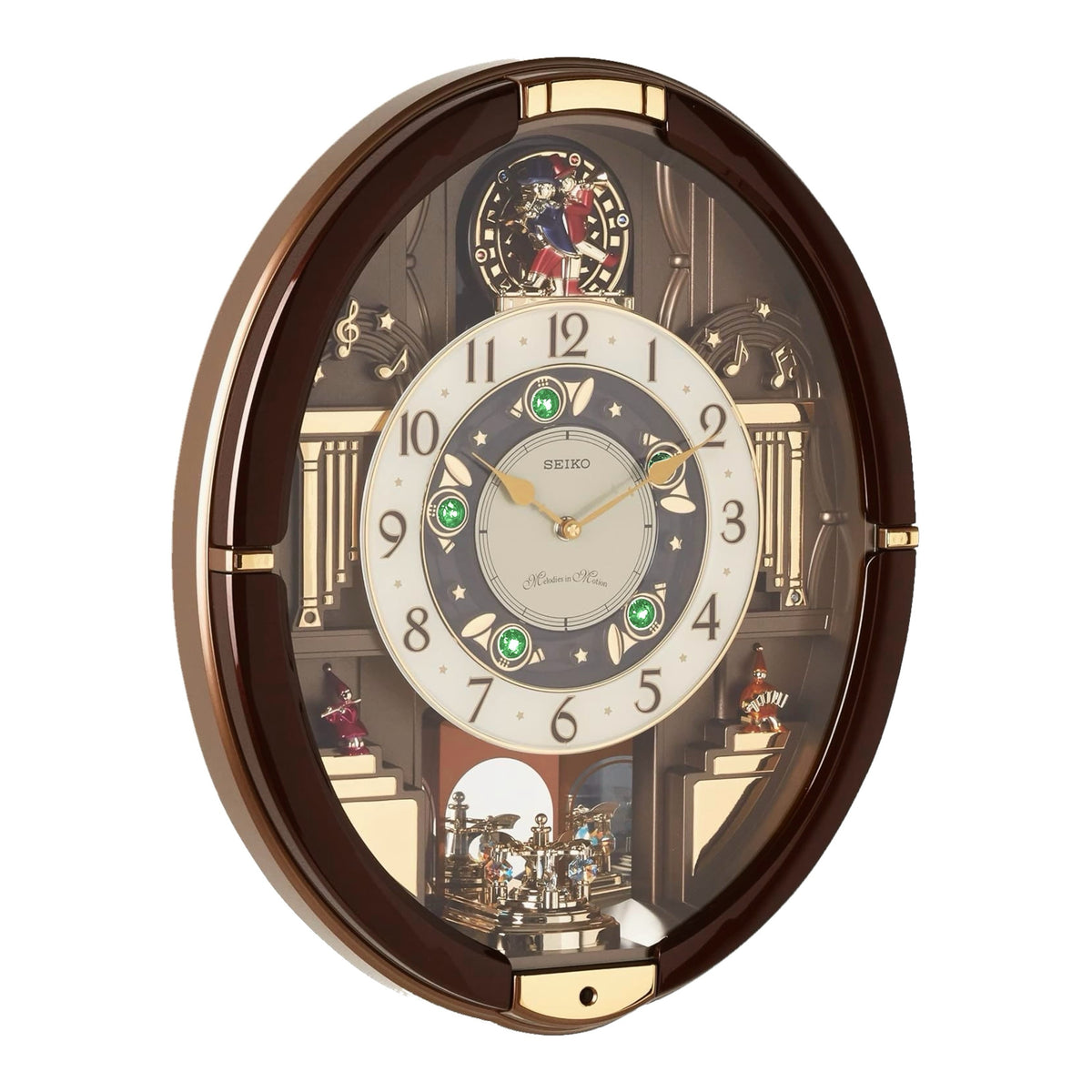 Seiko QXM384BRH "Summer Symphony" Melodies in Motion Musical Wall Clock with Moving Figurines & 30 Songs