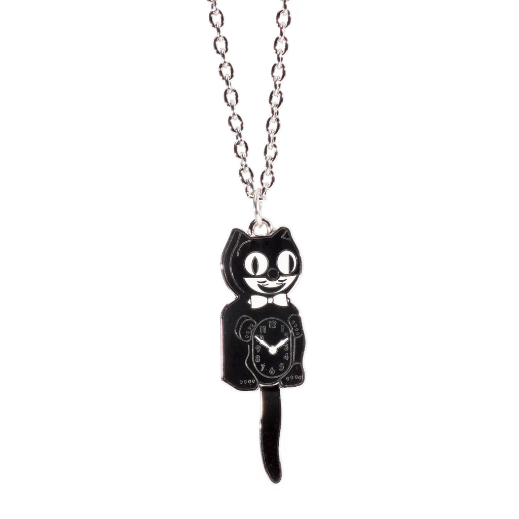 Kit-Cat Klock Silver 2" Charm Necklace by California Clock Company