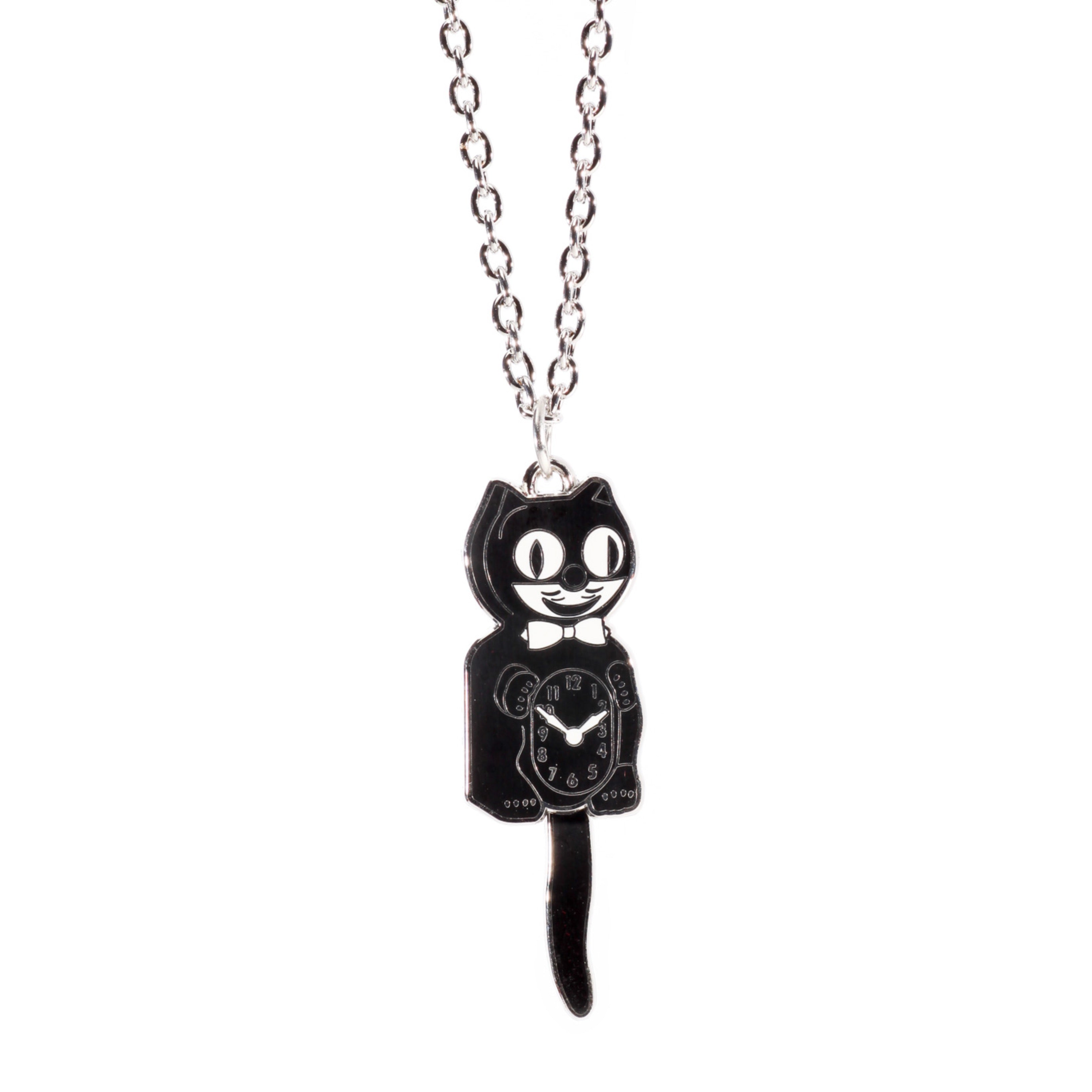 Kit-Cat Klock Silver 2" Charm Necklace by California Clock Company