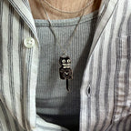 Kit-Cat Klock Silver 2" Charm Necklace by California Clock Company