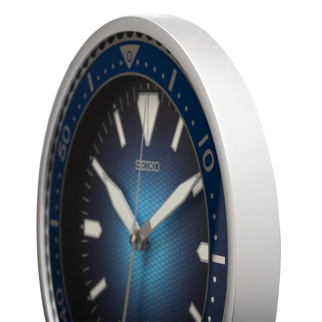 Seiko QXA791ALH "Blue Heritage Watch Dial" Luminous Wall Clock with Silent Sweep Second Hand