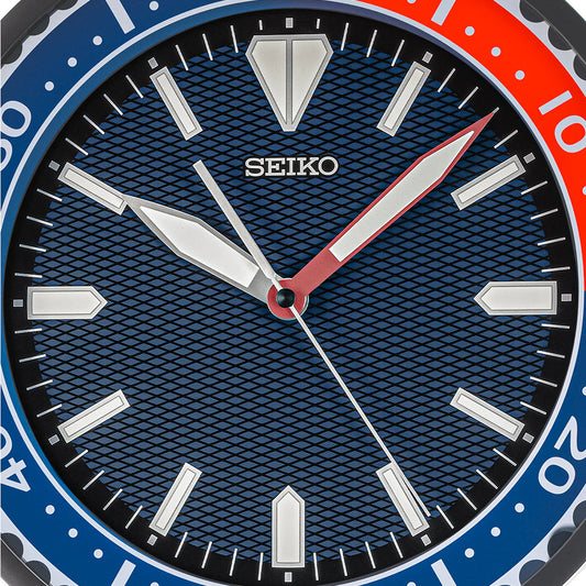 Seiko QXA791JLH "Blue & Red Heritage Watch Dial" Luminous Wall Clock with Silent Sweep Second Hand