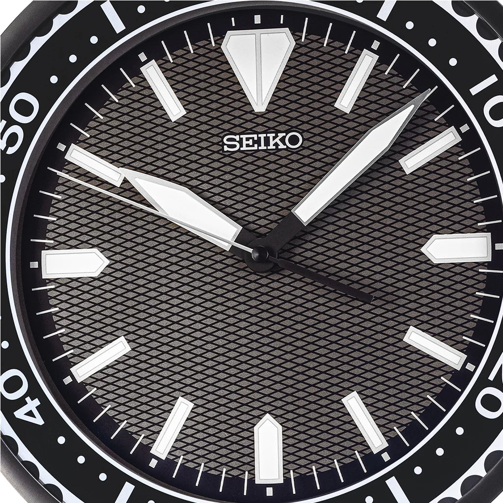 Seiko QXA791KLH "Black Heritage Watch Dial" Luminous Wall Clock with Silent Sweep Second Hand