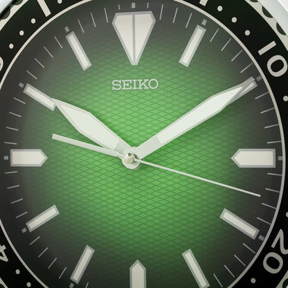 Seiko QXA791SLH "Green Heritage Watch Dial" Luminous Wall Clock with Silent Sweep Second Hand