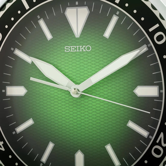 Seiko QXA791SLH "Green Heritage Watch Dial" Luminous Wall Clock with Silent Sweep Second Hand