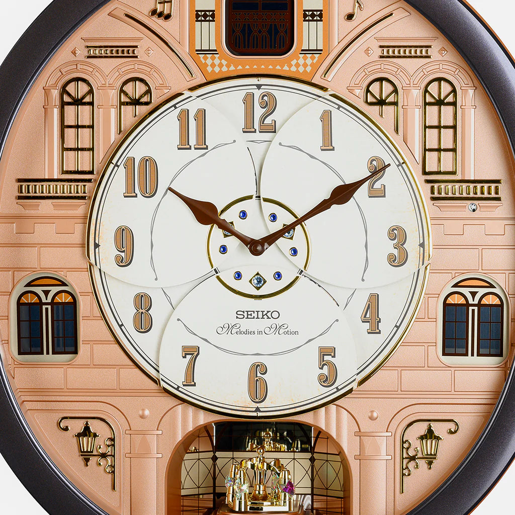 Seiko QXM601BRH “Brooklyn” Melodies in Motion Dancing Dial Musical Wall Clock with 19 Songs