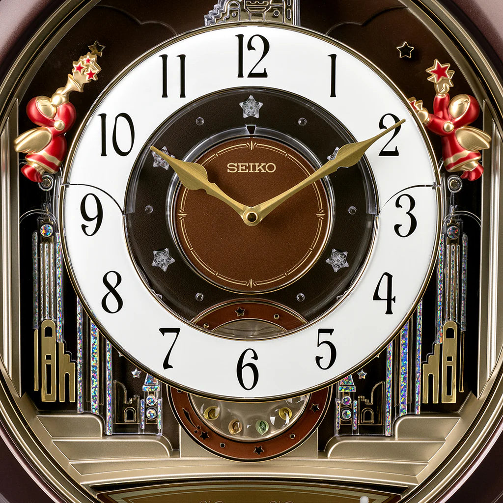 Seiko QXM613BRH “Hazel Trumpeting Angels” Melodies in Motion Jaw-Dropping Dial Musical Moving Wall Clock