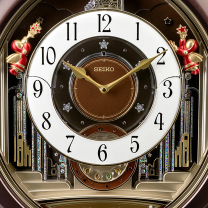 Seiko QXM613BRH “Hazel Trumpeting Angels” Melodies in Motion Jaw-Dropping Dial Musical Moving Wall Clock