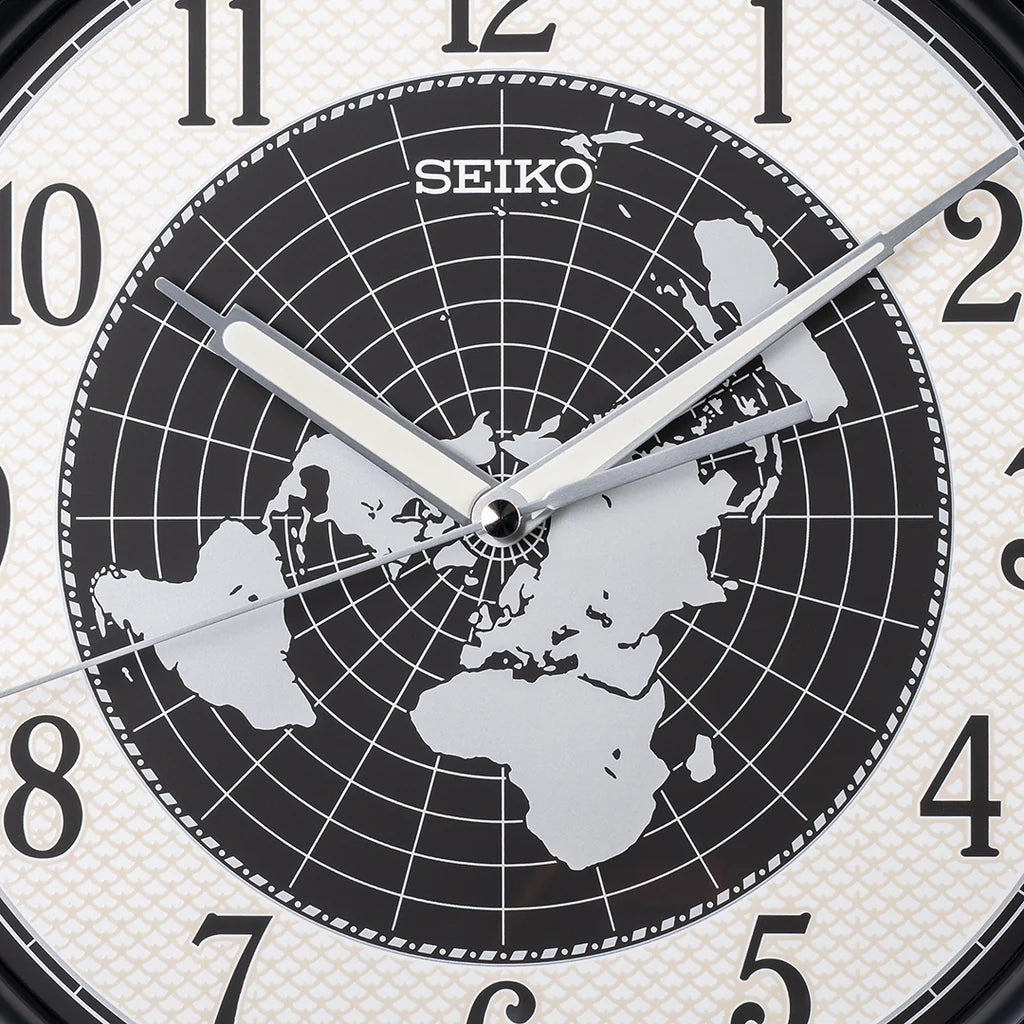 Seiko QXA825SLH "Amelia" Gray Luminous Earth Dial Decorative Wall Clock with Silent Sweep Second Hand