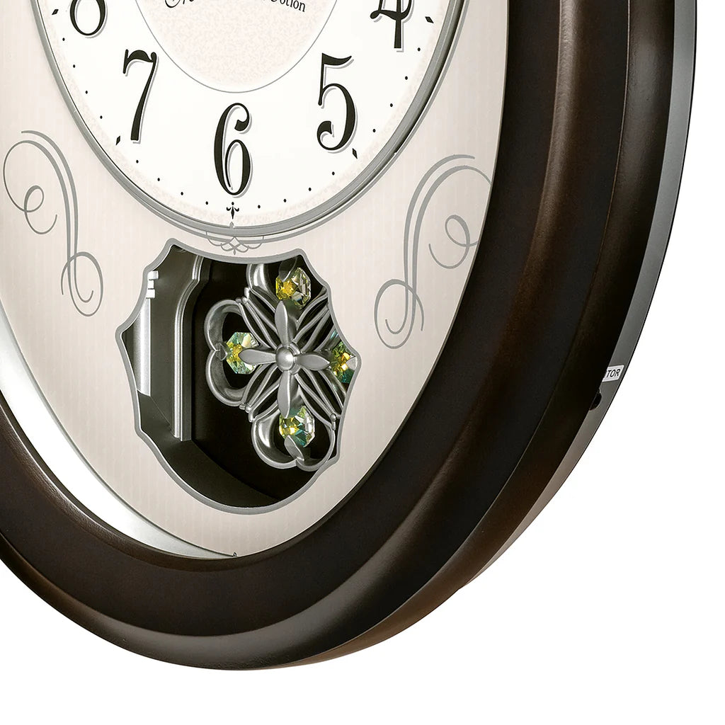 Seiko QXM606NLH "Bluebell" Melodies in Motion Musical Wooden Decorative Pendulum Wall Clock with 18 Songs