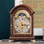 Hermle "Aimee" 8-Day Keywound Traditional Bracket-Style Wooden Mantel Clock with Moon Phase Dial - 23054-030340